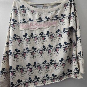 Vintage Style Disney World A-symmetrical off shoulder long sleeve shirt sz XS